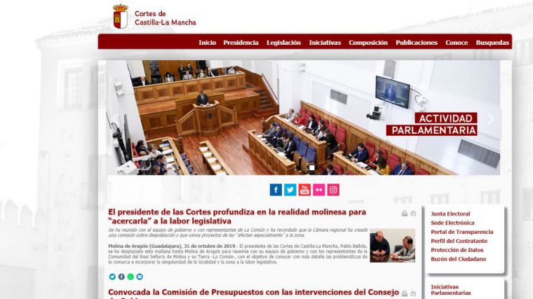 Las Cortes regionales renuevan el diseño de la web y reimpulsan sus redes sociales
