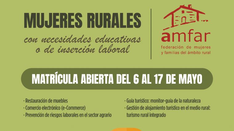 AMFAR abre el plazo de matrícula de cinco cursos online gratuitos dirigidos a las mujeres rurales