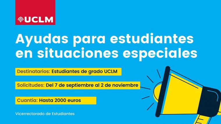 La UCLM publica la convocatoria de ayudas a estudiantes en situaciones especiales, que podrán solicitarse desde el 7 de septiembre