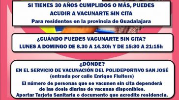 Arranca la vacunación sin cita en el Polideportivo San José de Guadalajara para dosis de refuerzo en mayores de 30