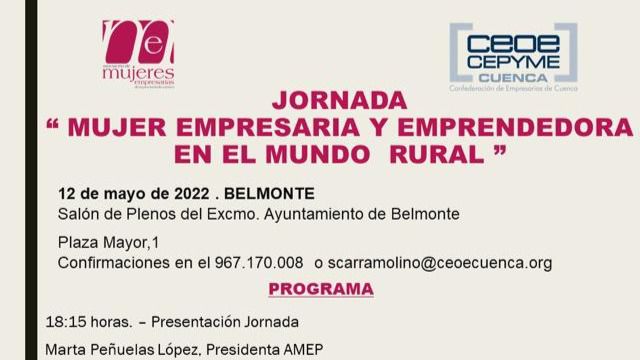 La jornada ‘Mujer Empresaria y Emprendedora en el Mundo Rural’ visita Belmonte este jueves