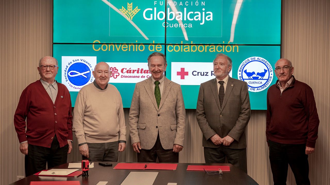 La Fundación Globalcaja Cuenca renueva para el 2023 su compromiso con Cáritas, Cruz Roja, Banco de Alimentos y San Vicente de Paúl facilitando que mantengan su labor socioasistencial