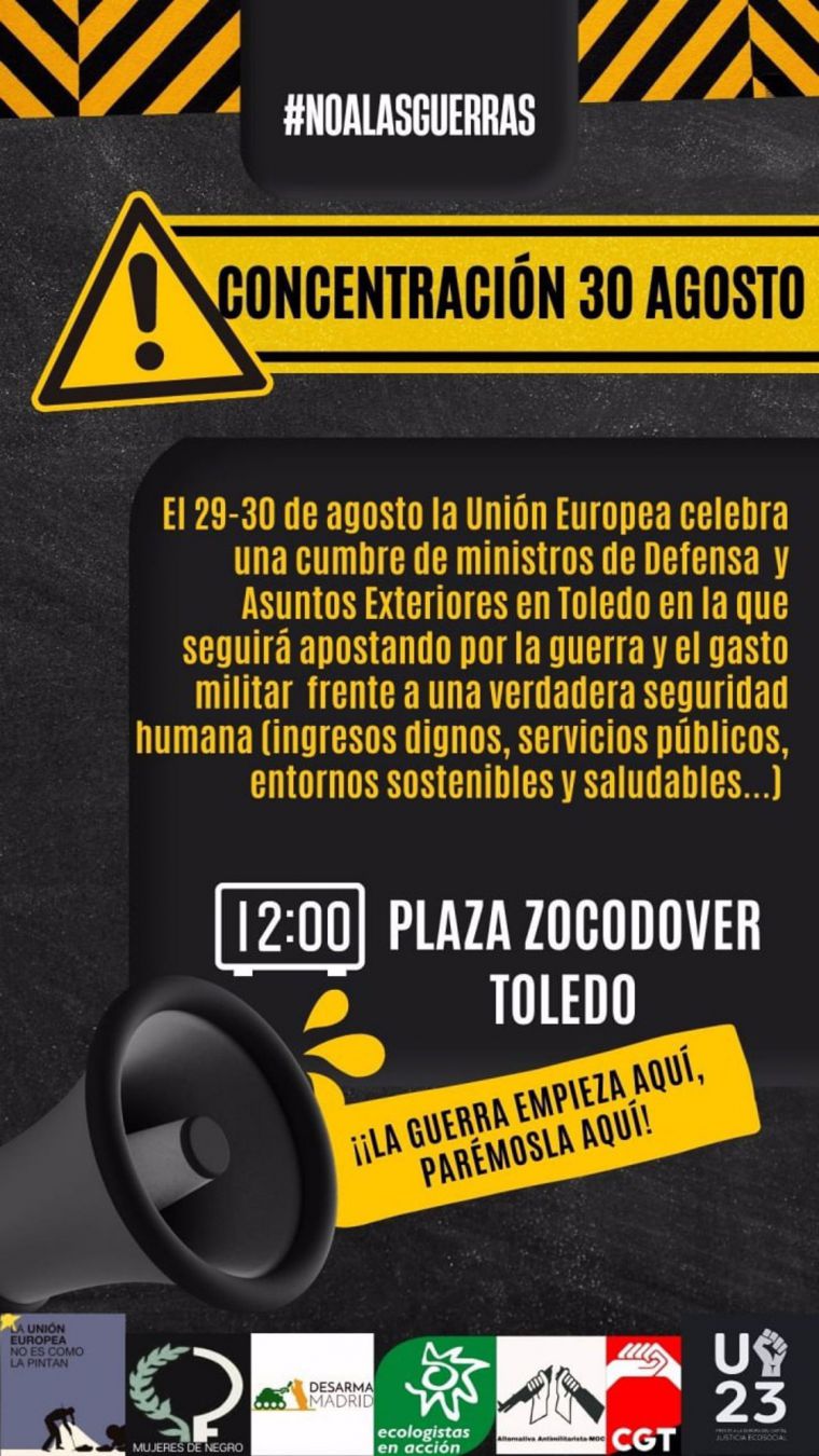 Ecologistas en Acción y otras organizaciones contra el gasto militar coincidiendo con la reunión europea en Toledo sobre la industria de defensa