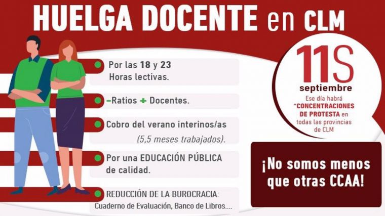 Los sindicatos llaman a la huelga en el sector educativo el 11 de septiembre, un día después del arranque de curso en CLM