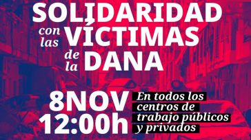 UGT, CCOO y USO llaman a los trabajadores de CLM a concentrarse este viernes en solidaridad con las víctimas