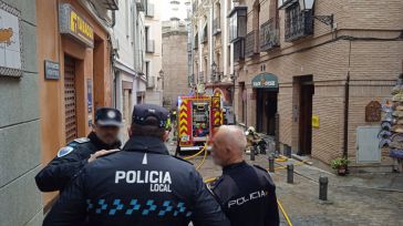 El incendio en el cuarto de calderas de un edificio del Casco de Toledo obliga a desalojar a los vecinos