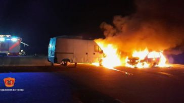 Una furgoneta y dos coches salen ardiendo en plena carretera de Illescas