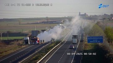 Cortada la A-4 a la altura de Tembleque por el incnedio de un camión en la carretra