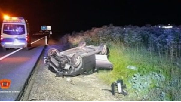 Nuevo accidente de tráfico en la A-42: Vuelca un coche en Numancia de la Sagra
