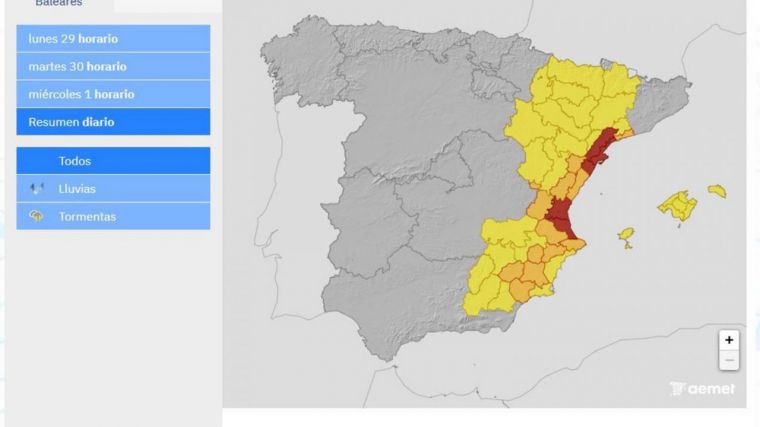 Albacete, en aviso amarillo este lunes por lluvias y tormentas