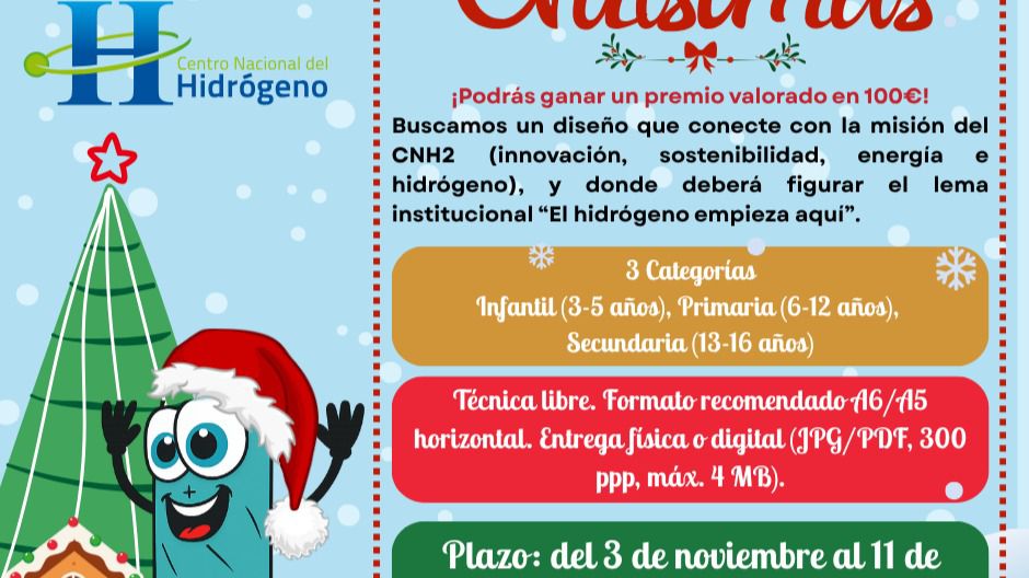 El Centro Nacional del Hidrógeno (CNH2) convoca el «Concurso de Christmas 2025» para niñas, niños y jóvenes