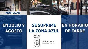 Aparcar en el centro de Ciudad Real volverá a ser gratis en las tardes de julio y agosto por tercer año consecutivo