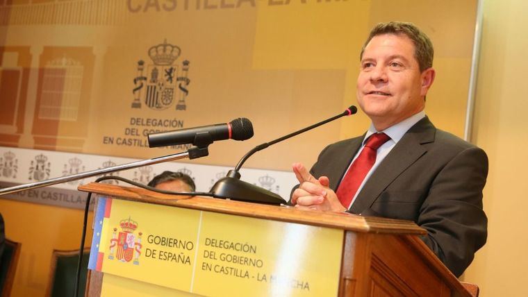 Emiliano García-Page en su intervención durante el acto de toma de posesión de Manuel González Ramos. 